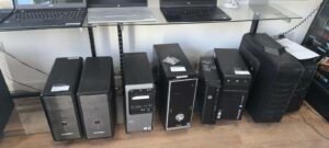 Professional computer repair technician diagnosing computer issues